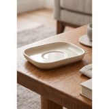 6'lı Verona Kare Çay Bardağı Tabağı 11,5X11,5 cm Krem Rinart Porselen Şık Çay Sunum Tabağı - 100 ml