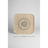 6'lı Verona Kare Servis Tabağı 22X22CM Dijital Celest-C Rinart - 225 ml - Krem