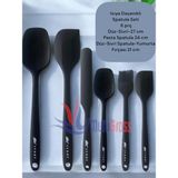 6'lı Yanmaz Silikon Yumurta ve Pasta Spatula Seti, Pratik ve Dayanıklı - Ahşap - Seçenek 1