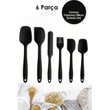 6lı Yanmaz Yapışmaz Isıya Dayanıklı Mutfak Pasta Slikon Yumurta Fırçası Kaşık Bıçak Spatula Seti