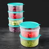 6'lı Yuvarlak Gıda Saklama Kabı Seti - Organizer Düzenleyici Erzak Kabı 6X1200ML Yeşil