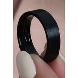 6mm Mat Düz Model Unisex Kadın Erkek Çelik Alyans Yüzük cl29 - Siyah - 14