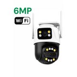 6Mp Çift Lens Wifi Ip Güvenlik Kamerası Ptz Hareket Takipli Gece Görüşlü Ip66 Su Geçirmez Sesli Alarm 2 Yönlü Konuşma