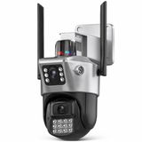 6MP Dual Lens Akıllı Güvenlik Kamerası, 355° Hareketli WiFi IP66 Waterproof Dış Mekan Kamera, Gece Görüşlü Sesli Görüşme Otomatik Takip Çakarlı Alarm H.265 2.4GHz WiFi Ethernet 128GB Kart Destekli