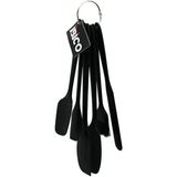 6pcs Silikon - Siyah Mutfak Seti 2 Kaşık - 3 Spatula - Yumurta Fırça Metal Asma Halkalı (4887)