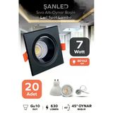 6W Sıva Altı Oynar Başlık Gu10 Siyah Kasa Beyaz Işık Led Spot Lamba 20 Adet