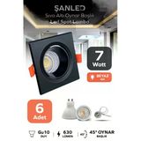 6W Sıva Altı Oynar Başlık Gu10 Siyah Kasa Beyaz Işık Led Spot Lamba 6 Adet