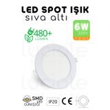 6W Slim LED Spot – Günışığı Işık, 490 Lümen, Beyaz Kasa, 11.8 cm, 220V, 15000 Saat Ömür