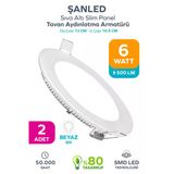 6W Tasarruflu Led Yuvarlak Beyaz Işık Sıva Altı Slim Panel Tavan Aydınlatma Armatürü 2 Adet