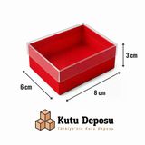 6x8x3 cm Asetat Kapaklı Takı Kutusu-Kırmızı (DEMONTE) (50 ADET)