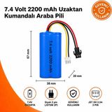 7.4 Volt 2200 Mah Şarj Edilebilir Uzaktan Kumandalı Araba Pili 18650 Li-Ion Siyah 2 Pin Soket (Jstsm 2p) ve Beyaz 3 Pinli (Jst Xh 2.54)Li Oyuncak Araba Pili