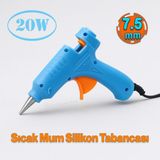7.5 mm 20W Sıcak Ince Mum Silikon Tabancası 190°C Hızlı Isınan Güçlü Yapıştırıcı Tabanca Ergonomik - Mavi
