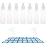 7 Adet Sprey Şişesi, 100 ml Plastik Doldurulabilir Sprey Şişesi Temizle Boş Ince Sis Atomizer Seyahat Şişesi Huni ve Etiketleri Makyaj Kozmetik Saç Temizliği Için