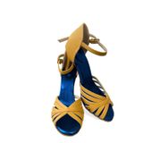 7 bantlı yeni model salsa baçata latin dansları 6 cm kadeh topuklu dans ve salon ayakkabısı hardal (EU Ayakkabı Beden Sistemi, Yetişkin, Sayısal, Orta, 37)