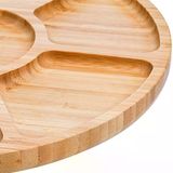 7 Bölmeli Servis Tabağı, 12" Bambu Parti Meze Tepsisi, Atıştırmalıklar, Meyveler, Sebzeler Için 7 Bölmeli Yemek Tabağı, Partiler, Tatiller,
