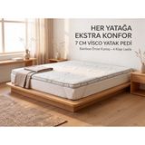 7 cm Bamboo 160 x 200 Visco %100 Lastikli Uyku Pedi Yatak Şiltesi Lüx Ortopedik Yatak Pedi - Beyaz - 160 x 200 cm