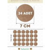 7 cm Çap 24 Adet Supla Amerikan Servis Runner MDF Duralit Magnet Altı Ahşap 3 mm (2,7 mm) Kalınlık