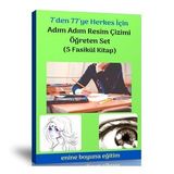 7 Den 77 Ye Herkes İçin Adım Adım Resim Çizimi Öğreten Kitap Seti (5 Fasikül Kitap)