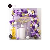 7 Harf Isimli 1 Yaş Macaron Mor Balon Zinciri Seti Gölge Mor Altın Balon Dekorasyon