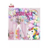 7 Harfli Yaş Unicorn Temalı Iyi Ki Doğdun Makaron Balon Doğum Günü Parti Kutlama Seti Süsü, 7535737522750