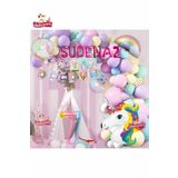 7 Harfli Yaş Unicorn Temalı Iyi Ki Doğdun Makaron Balon Doğum Günü Parti Kutlama Seti Süsü, 75387375337070