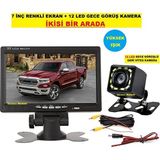 7 Inç Ekran + 12 LED (Yüksek Işık) Gece Görüş Geri Vites Kamera Ikisi Bir Arada