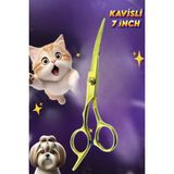 7 Inç Gold Kavisli Düz Evcil Hayvan Tıraş Makası, Kedi ve Köpekler Için
