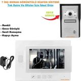7 Inç Görüntülü Diafon Sistemi Renkli +Ses ve Kapı Açma (Tek Daireler ve Ofisler Için)