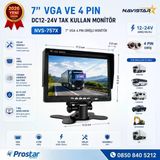 7 İnç Vga Ve 4 Pin Girişli Araç Monitörü Mobil Dvr Uyumlu 12-24V