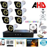 7 Kameralı 5mp Lens 1080P Warm LED Gece Renkli 2 Tb HDD Dahil Güvenlik Seti - 272W