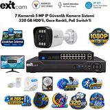 7 Kameralı Full Hd Ip Güvenlik Kamera Seti – 10 Kanal Nvr, 320Gb Hdd, 100 Metre Cat6, 8+2 Poe Switch Ve 20" Full Hd Monitör