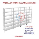7 Katlı 4'Lü Galvaniz Çelik Raf - Depo, Arşiv, Kiler, Dosya, Market Rafı 59X93 Cm 100 Cm 1.00 Mm