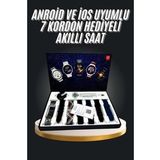 7 Kordonlu Akıllı Saat Siyah Kasa Dokunmatik Ekran Uyku ve Sağlık Takibi