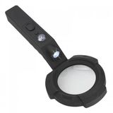 7 Led Aydınlatmalı Profesyonel Okuma Büyüteci 4X Büyütmeli Uv Işıklı Pusulalı Fenerli Siyah Lup