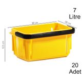 7 Litre Plastik Kozmetik Alışveriş El Sepeti Sarı 20 Adet / En:20 Boy:30 Yükseklik:13,5 Cm Sarı