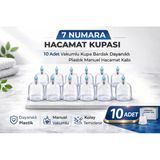 7 Numara Hacamat Kupası 10 Adet Vakumlu Kupa Bardak Dayanıklı Plastik Manuel Hacamat Kabı Seti