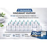 7 Numara Hacamat Kupası 20 Adet Vakumlu Kupa Bardak Dayanıklı Plastik Manuel Hacamat Kabı Seti