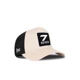 7 Numara Logolu Bej-Siyah Trucker Şapka