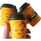 7 OZ(200ML) Kapaklı Karton Bardak 100 Adet Bardak+ 100 Adet Kapak Karışık Smile Desen Maycup - 1 Adet - Renkli