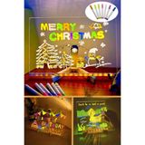 7 Özel Kalem Hediyeli Işıklı Yazı ve Not Tahtası 20CMX20CM LED Işıklı Neon Yazı Tahtası 7 Özel Kalem - Şeffaf - 1 Adet