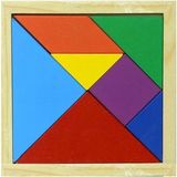 7 Parça Eğitici Renkli Ahşap Orta Boy Tangram Akıl Zeka Mantık ve Strateji Oyunu - 0