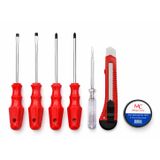 7 Parça El Aleti Seti 2 Düz Tornavida 2 Yıldız Tornavida Kontrol Kalemi Maket Bıçağı PVC İzole Bant Dayanıklı Ergonomik Ev Atölye Tamirhane Bakım Onarım Elektrik Montaj Çözümü