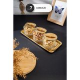 7 Parça Gold Krom Tepsili Cam Kase Çerezlik Lokumluk Sunum Seti – Şık Ikramlık ve Dekoratif Tasarım - 12 cm