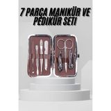 7 Parça Paslanmaz Çelik Manikür ve Pedikür Seti Çantalı Profesyonel