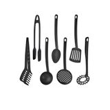 7 Parça Yanmaz Yapışmaz Teflon Kaplama Servis Seti Kepçe Kevgir Spatula Kaşık Plastik Servis Takımı