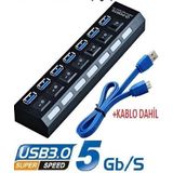 7 Port Usb 3.0 2.0 Hub Anahtarlı Çoklayıcı Çoğaltıcı Switch