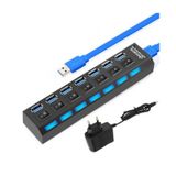 7 Port Usb 3.0 Çoklayıcı Hub Anahtarlı Işıklı Adaptörlü Ic Chipli (518992114)
