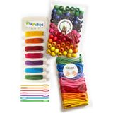 7 Renk Paketi | Ahşap Boncuk | Bağcık | Plastik Iğne | Etkinlik Ipi | Dizme | Eşleştirme