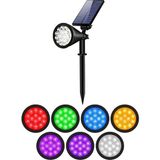 7 Renk Rgb 18 LED Spot Güneş Enerjili Bahçe Aydınlatması, Fotoselli, Aplik, 18W, Su Geçirmez D