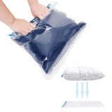 7 Seyahat Alanı Sıkıştırma Çantası, Pompalara veya Vakum Seyahat Temellerine İhtiyaç Duymadan Sarılmış Yer Tasarruflu Çantalar Yeniden Kullanılabilir Ev Paketleme Düzenleyici (Mavi)